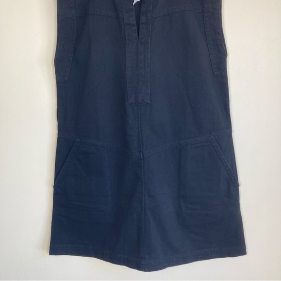 Banana Republic Factory Split Neck Mini Dress Black Safari Minimalist Sz LP NWT - Picture 5 of 13